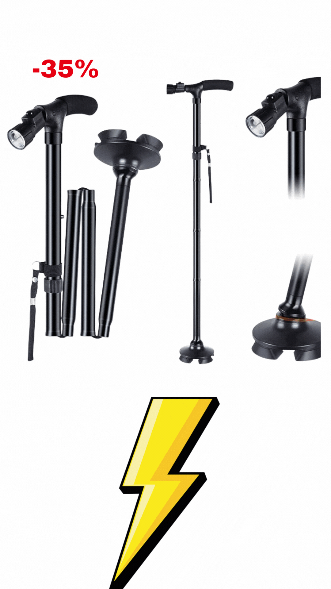 Bastón para Caminar Plegable con Luz LED