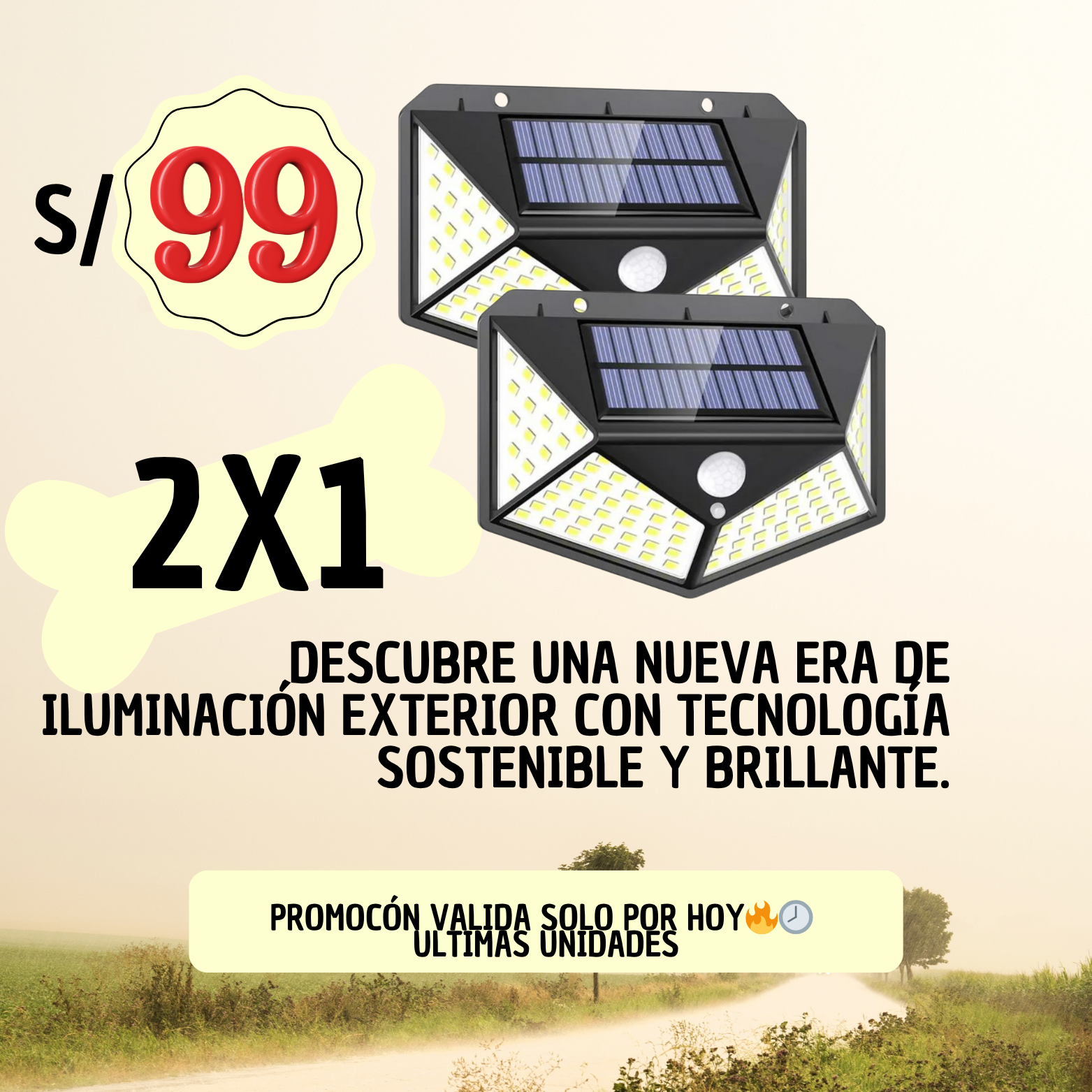 LAMPARA SOLAR LED CON SENSOR DE MOVIMIENTO